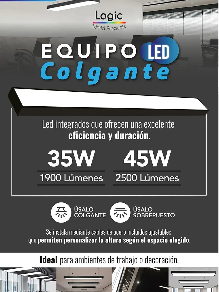 Pack 12 Colgantes LED 35W Bordes Negros  8