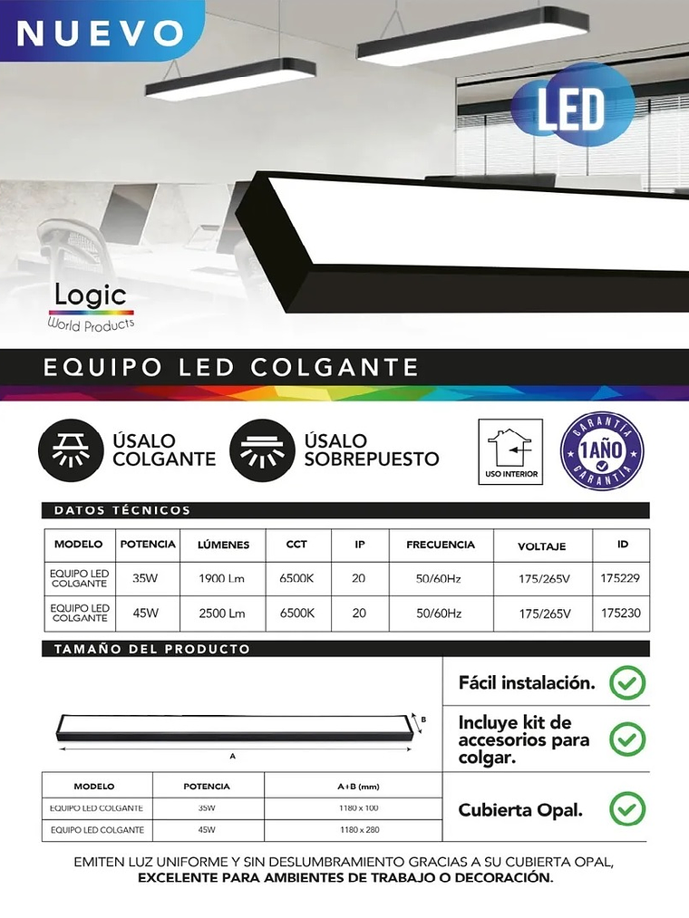Pack 12 Colgantes LED 35W Bordes Negros  10