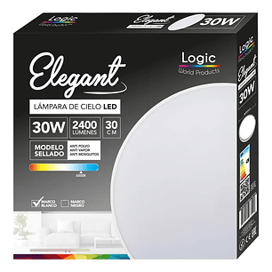 Plafón Redondo LED 30W 2400lm 6500K IP40  Carcasa Blanca