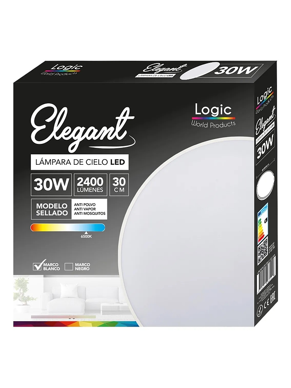 Plafón Redondo LED 30W 2400lm 6500K IP40  Carcasa Blanca 1
