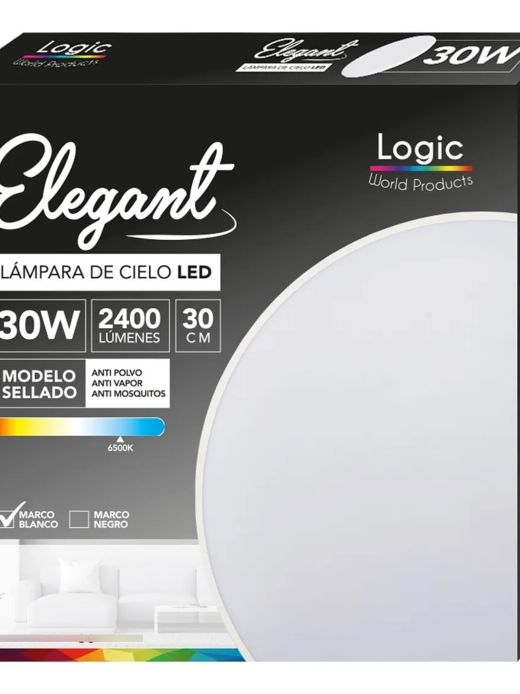 Plafón Redondo LED 30W 2400lm 6500K IP40  Carcasa Blanca 1