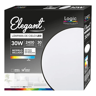 Plafón Redondo LED 30W 2400lm 6500K IP40  Carcasa Negra