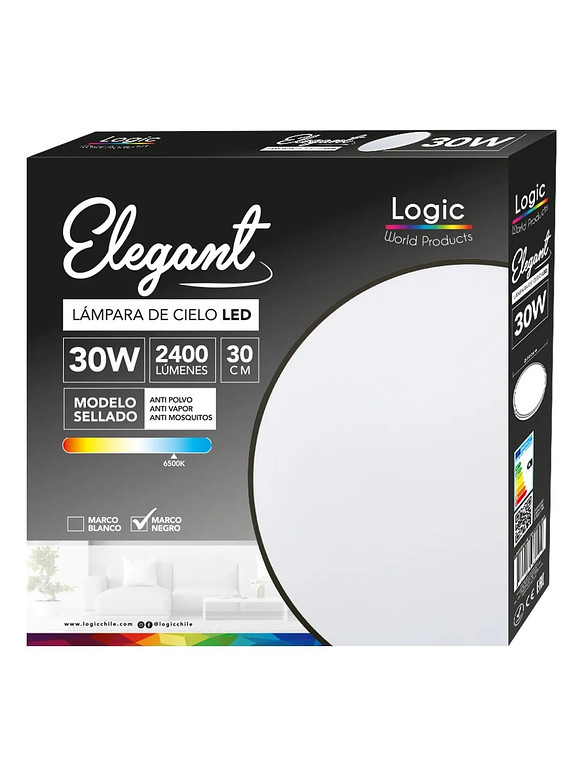 Plafón Redondo LED 30W 2400lm 6500K IP40  Carcasa Negra 1