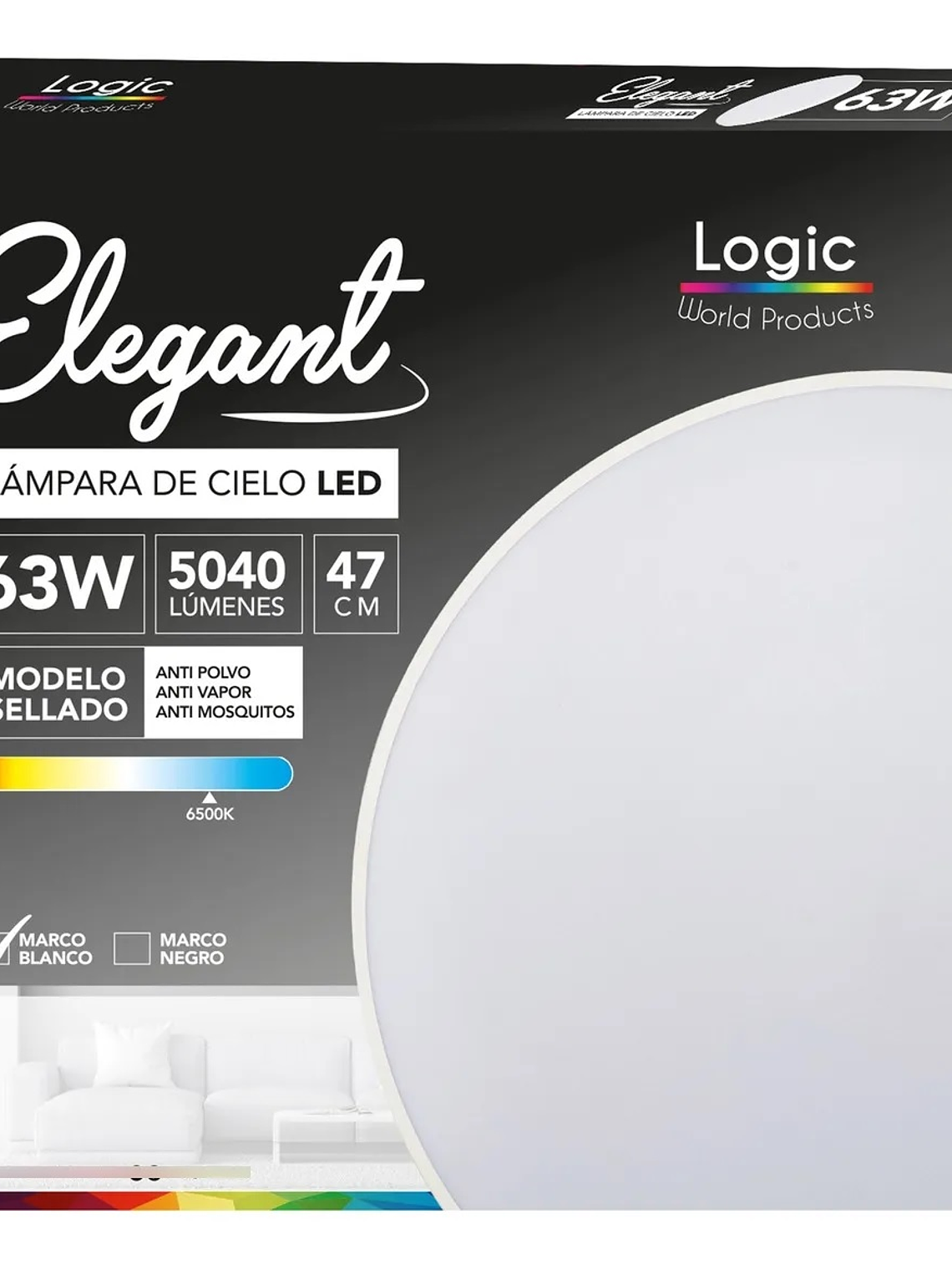 Plafón Redondo LED 63W 5040lm 6500K IP40 Carcasa Blanca 1