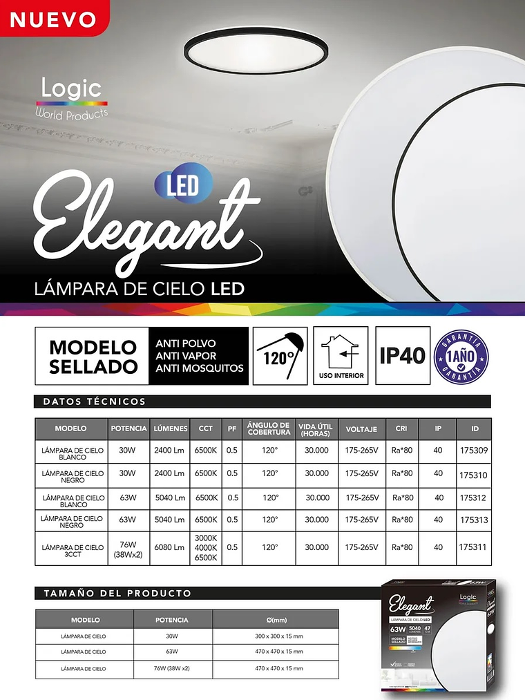 Plafón Redondo LED 63W 5040lm 6500K IP40 Carcasa Blanca 2