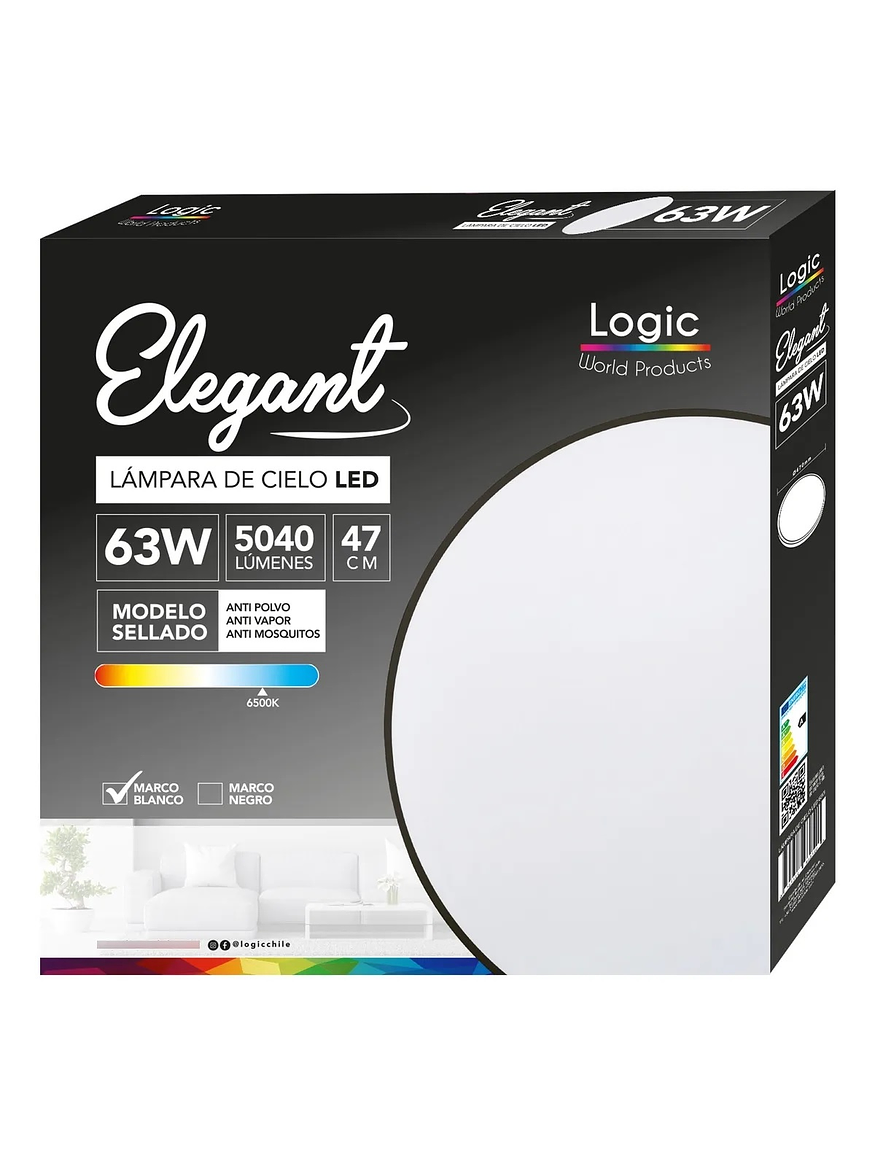 Plafón Redondo LED 63W 5040lm 6500K IP40 Carcasa Negra 1