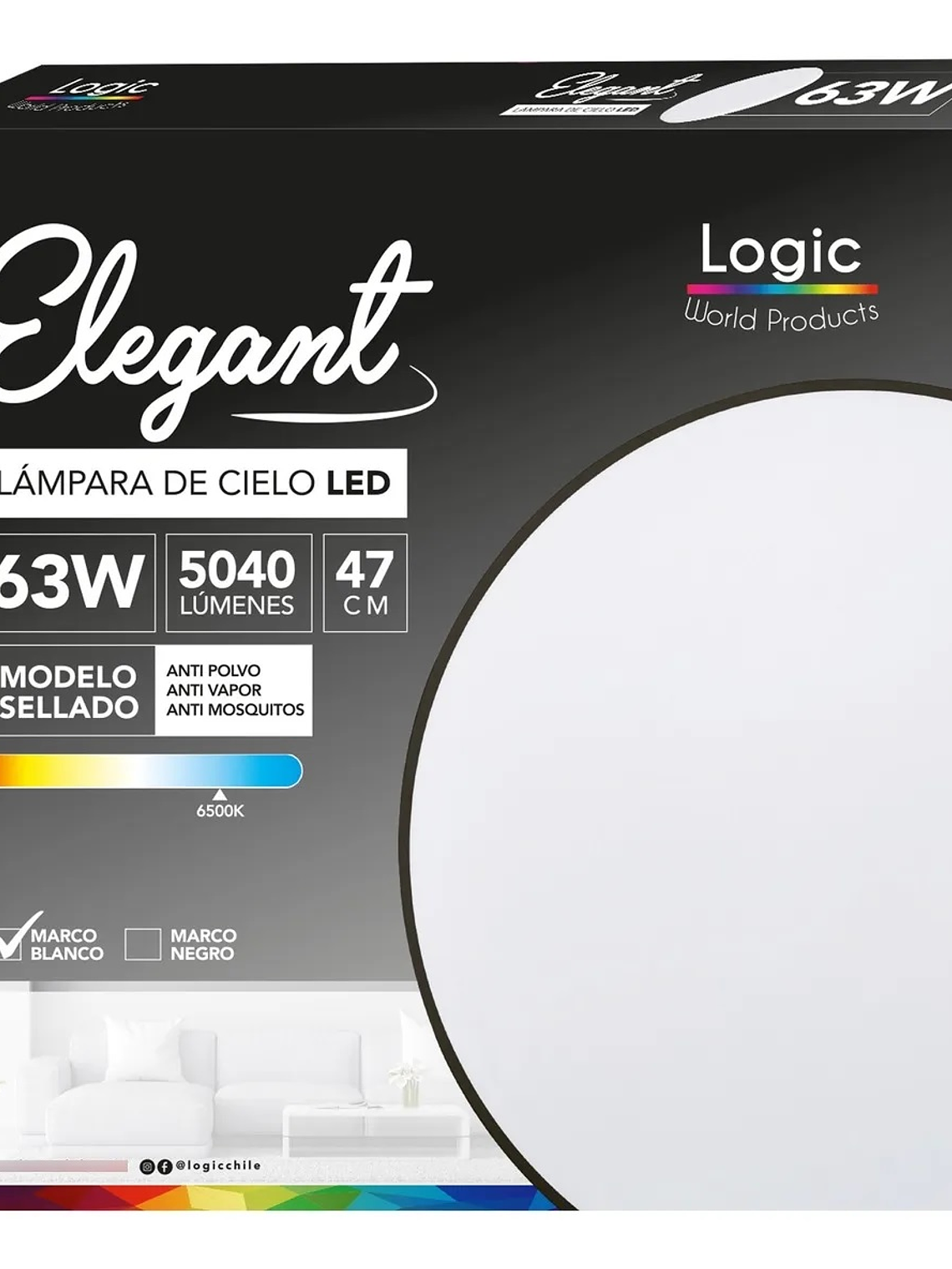 Plafón Redondo LED 63W 5040lm 6500K IP40 Carcasa Negra 1