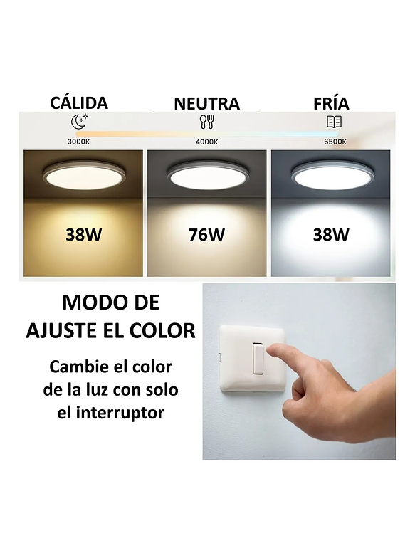 Plafón Redondo LED 76W 6080lm CCT IP40 Carcasa Negra 2