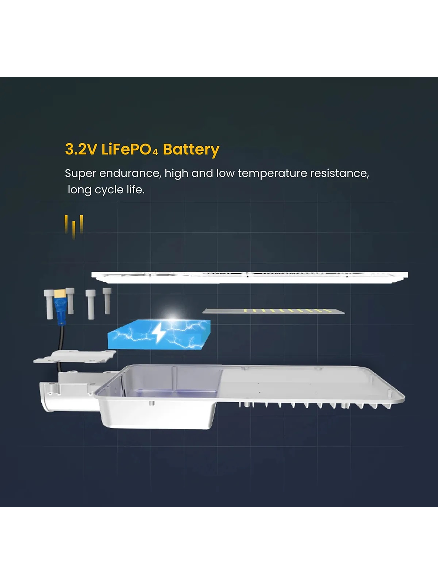 Luminaria Solar Pública LED 200W Exterior Luz Fría IP65 4