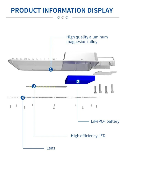 Luminaria Solar Pública LED 200W Exterior Luz Fría IP65 5