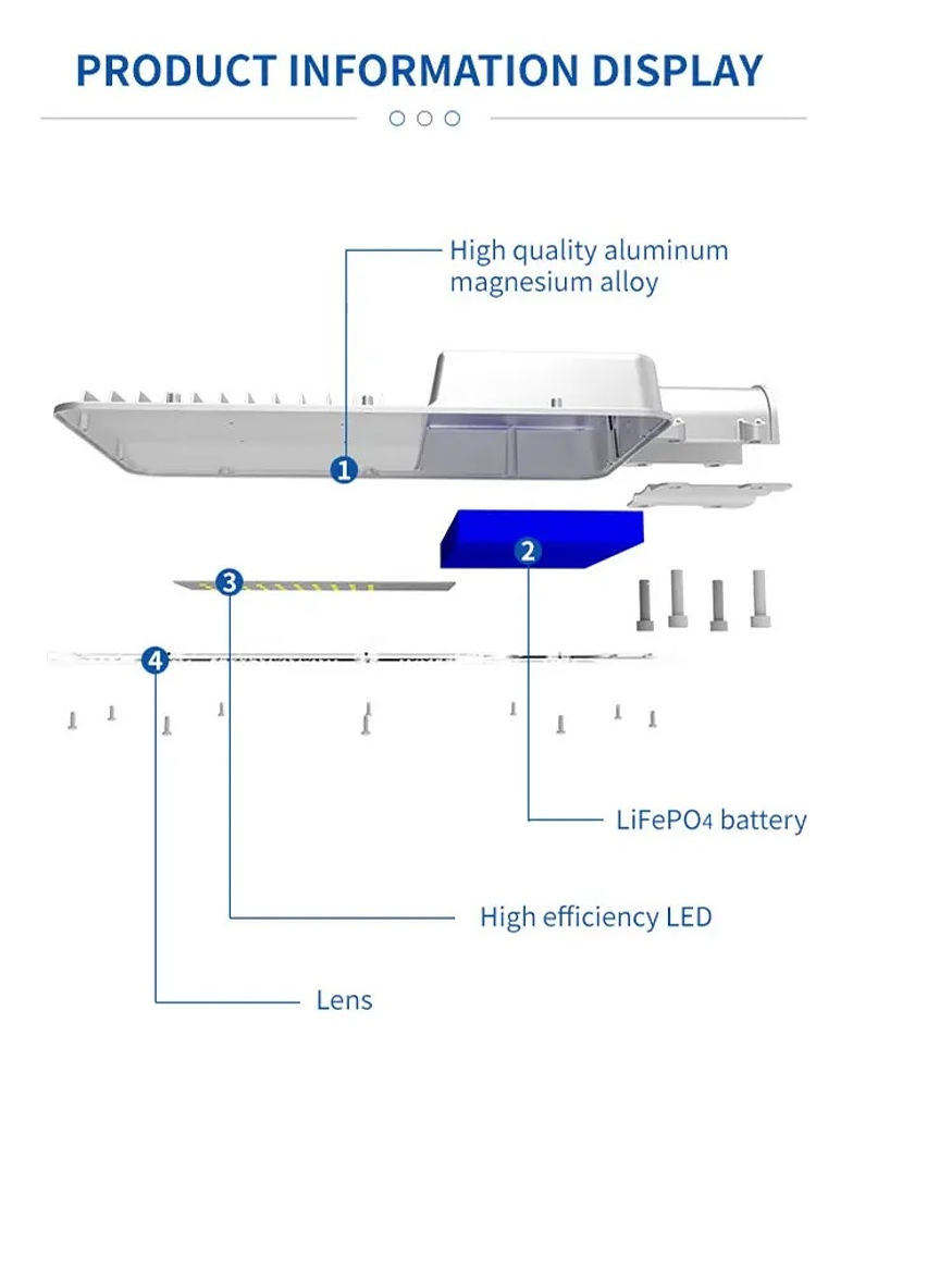 Luminaria Solar Pública LED 200W Exterior Luz Fría IP65 5