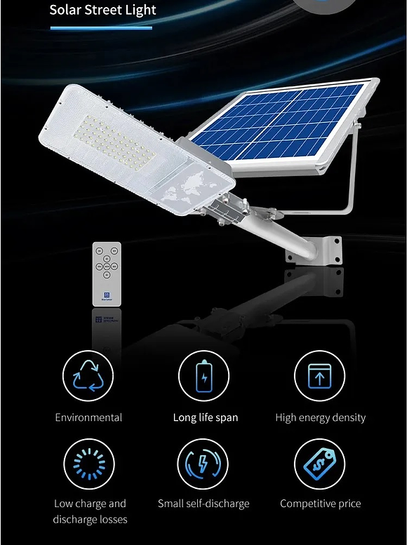 Luminaria Solar Pública LED 200W Exterior Luz Fría IP65 6