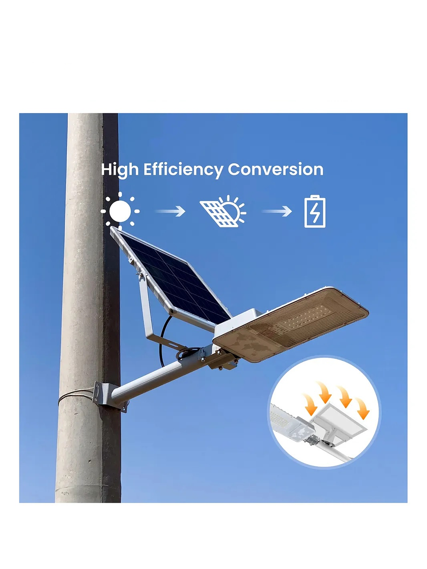 Luminaria Solar Pública LED 200W Exterior Luz Fría IP65 7