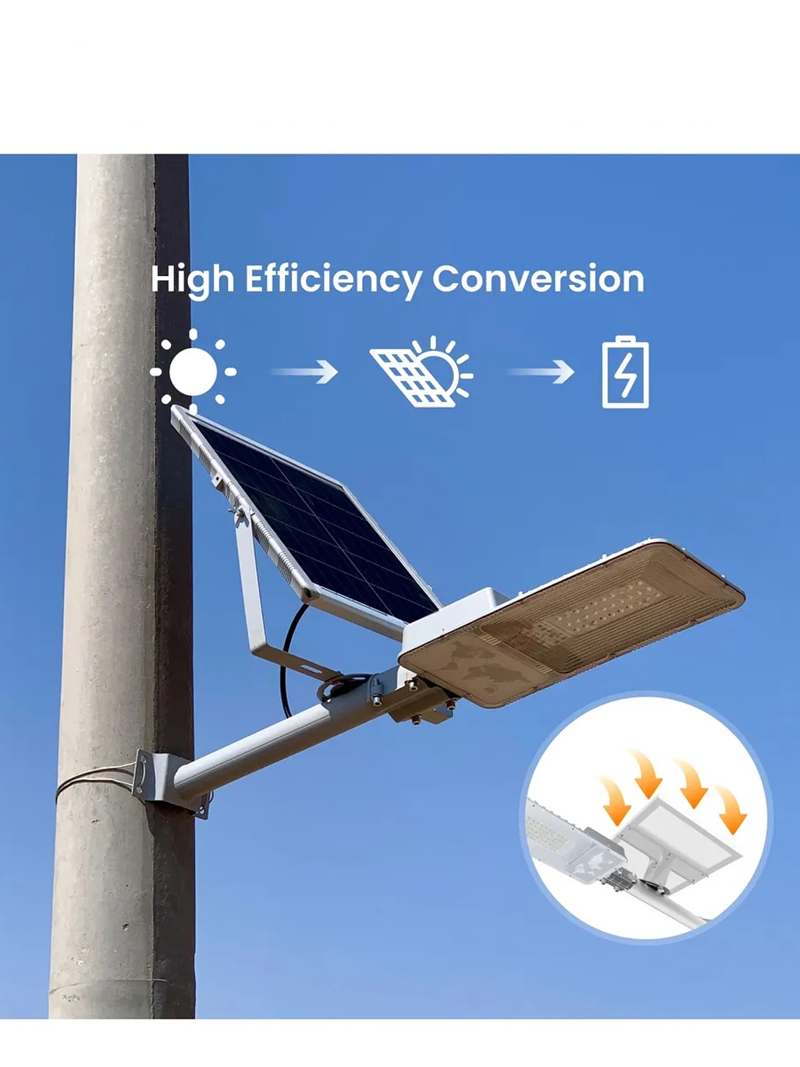 Luminaria solar pública LED AUSTRAL 200W luz fría IP65 7