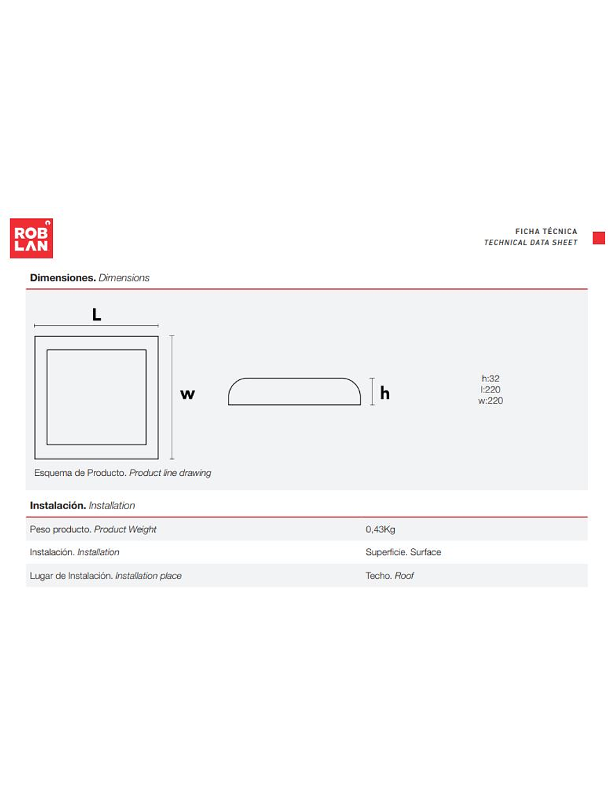Plafón LED Cuadrado Roblan 18W Luz Neutra Blanco 5