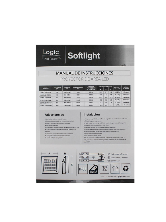 Proyector LED CCT SOFTLIGHT 100W  Cálido/Neutro/Frio IP65  6