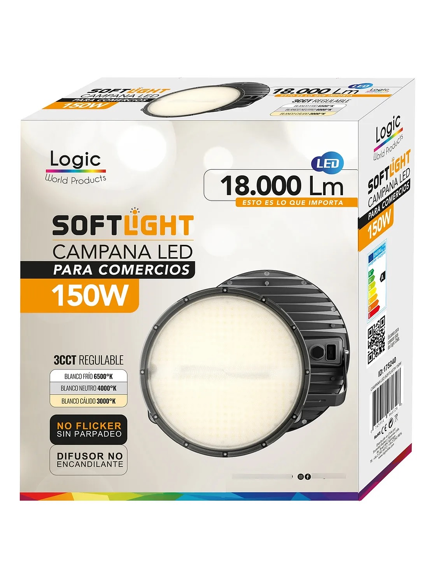 Campana LED SOFTLIGHT 150W luz cálida/neutra/fría IP65 3