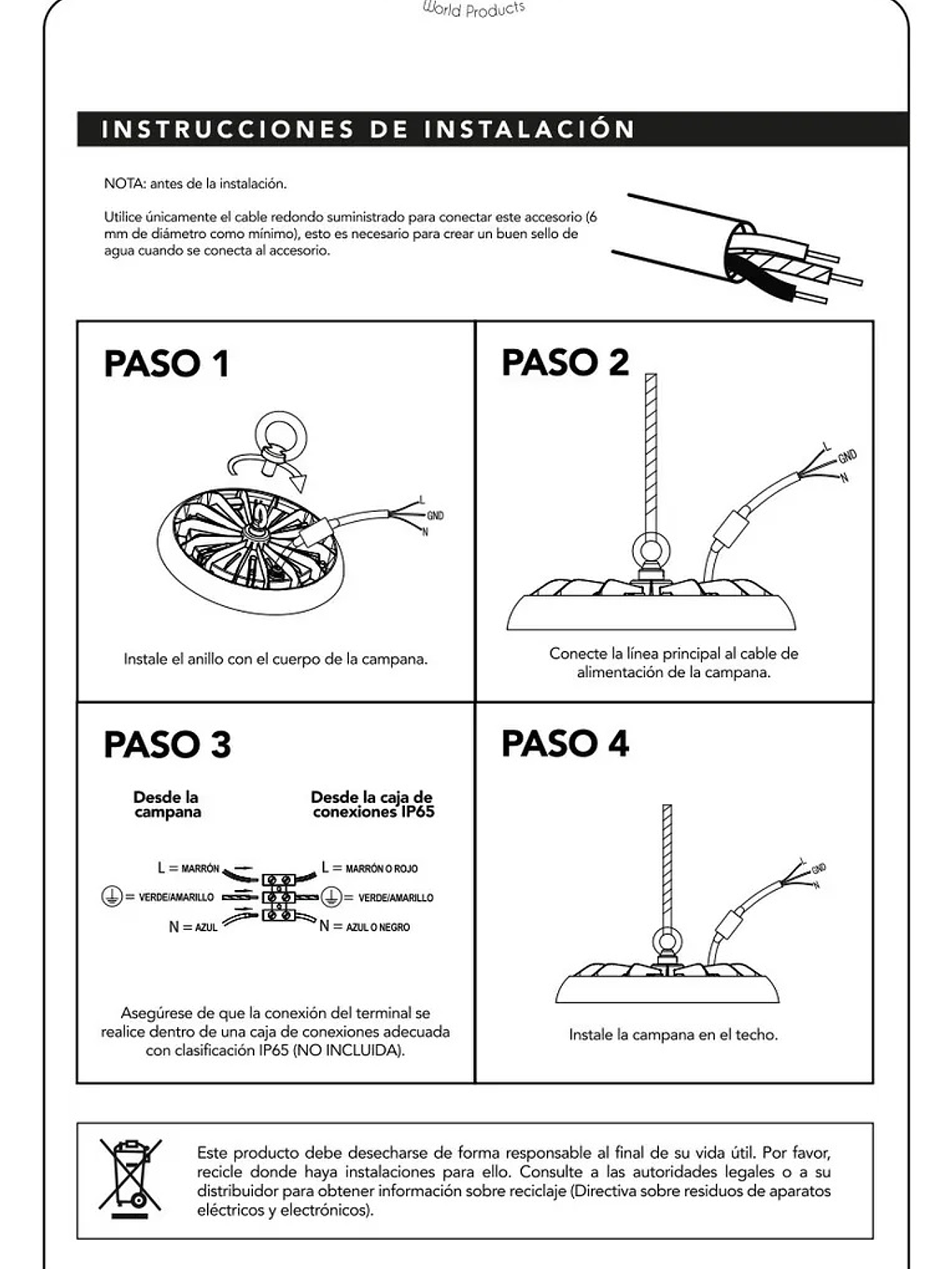 Campana LED SOFTLIGHT 150W luz cálida/neutra/fría IP65 8