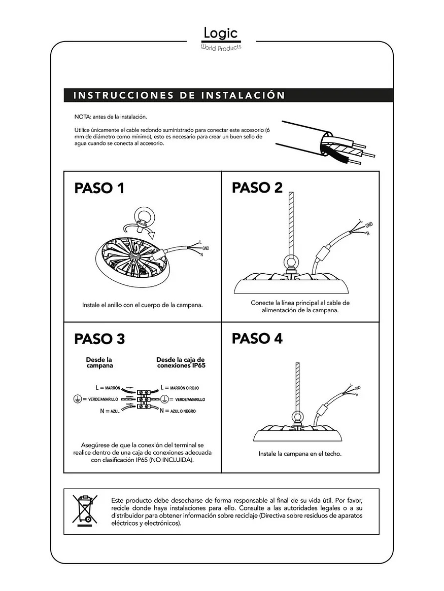 Campana LED SOFTLIGHT 200W luz cálida/neutra/fría IP65 9