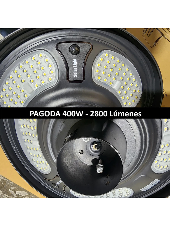 Luminaria solar Pagoda UFO 400W 5000K IP65 con control remoto 9