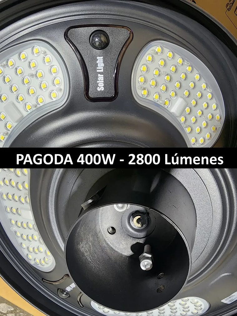 Luminaria solar Pagoda UFO 400W 5000K IP65 con control remoto 9