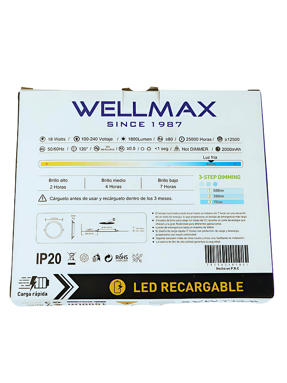 Embutido Cielo LED 18W c/Kit de Emergencia Luz Fría 4