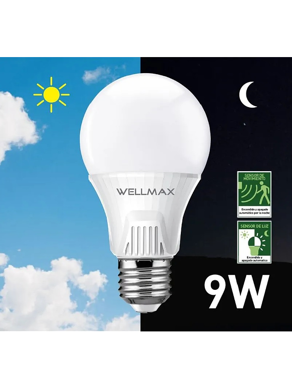 Ampolleta LED 9W 6500K E27 Sensor Movimiento Nocturno 4