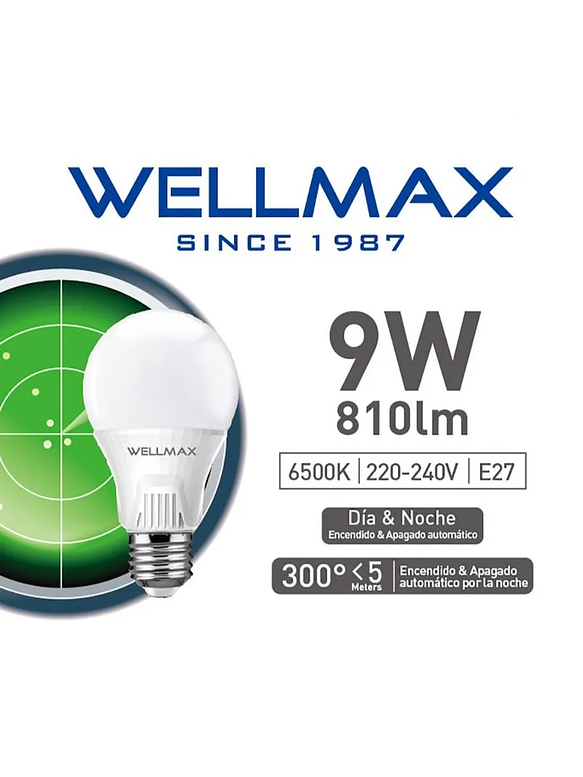 Ampolleta LED 9W 6500K E27 Sensor Movimiento Nocturno 5