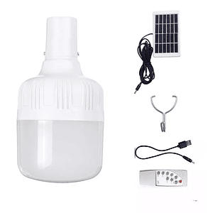 Ampolleta LED Solar 50W 6500K con Panel y Control de Tiempo