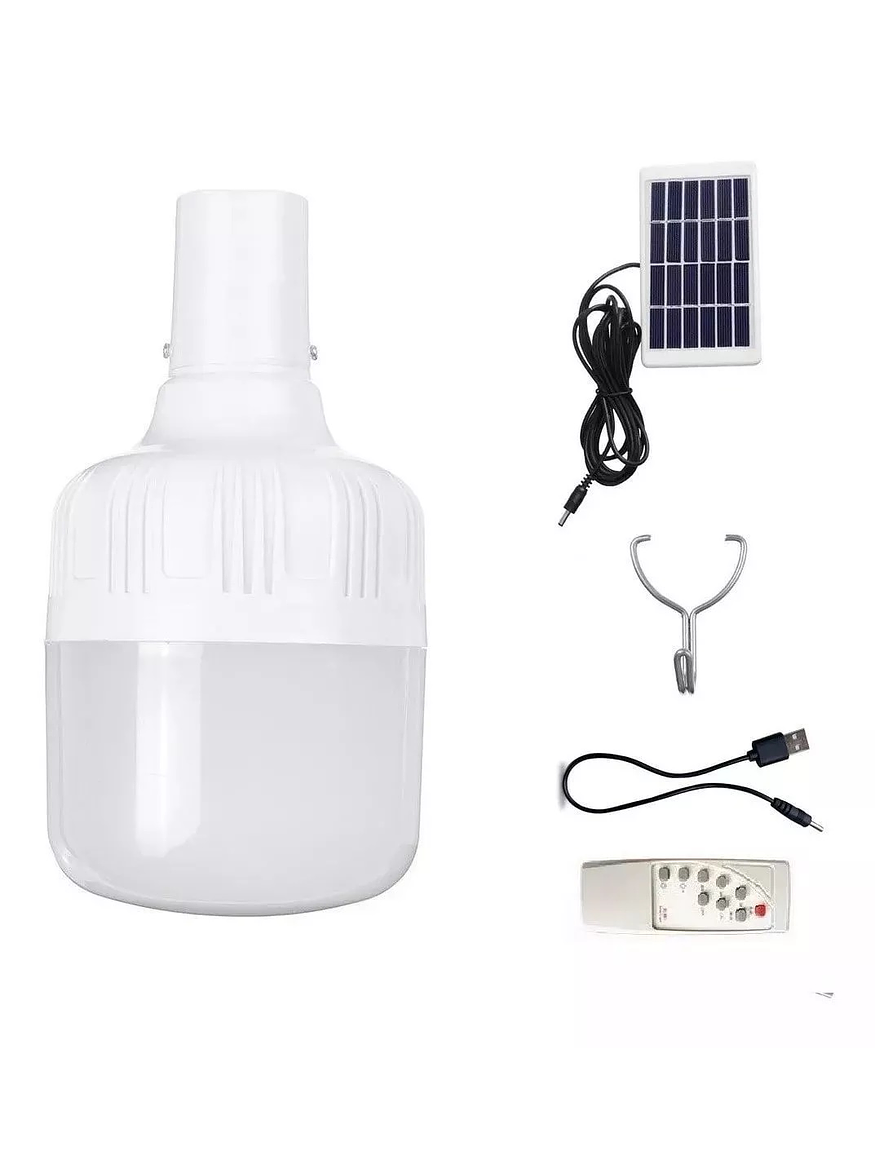 Ampolleta LED Solar 50W 6500K con Panel y Control de Tiempo 1