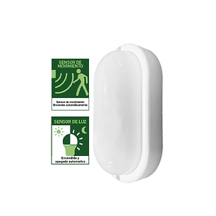 Plafón LED Tortuga Ovalado 8W 6500K Sensor Movimiento Nocturno