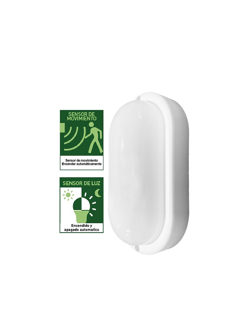 Plafón LED Tortuga Ovalado 8W 6500K Sensor Movimiento Nocturno 1