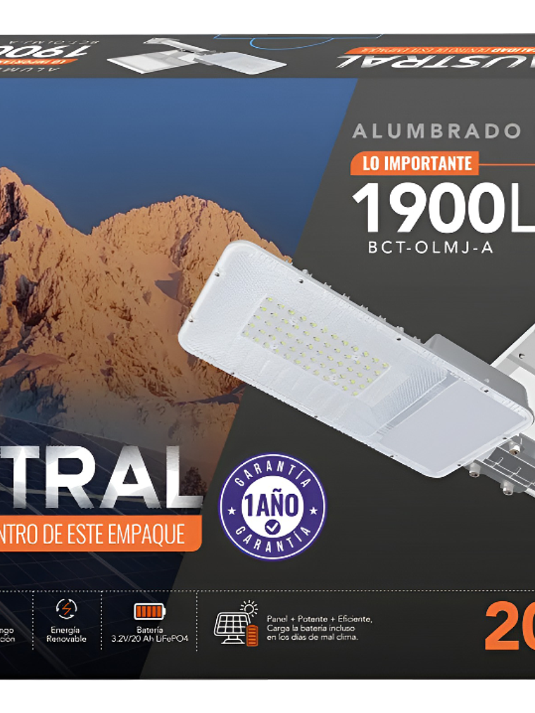 Luminaria solar pública LED AUSTRAL 200W luz fría IP65 8