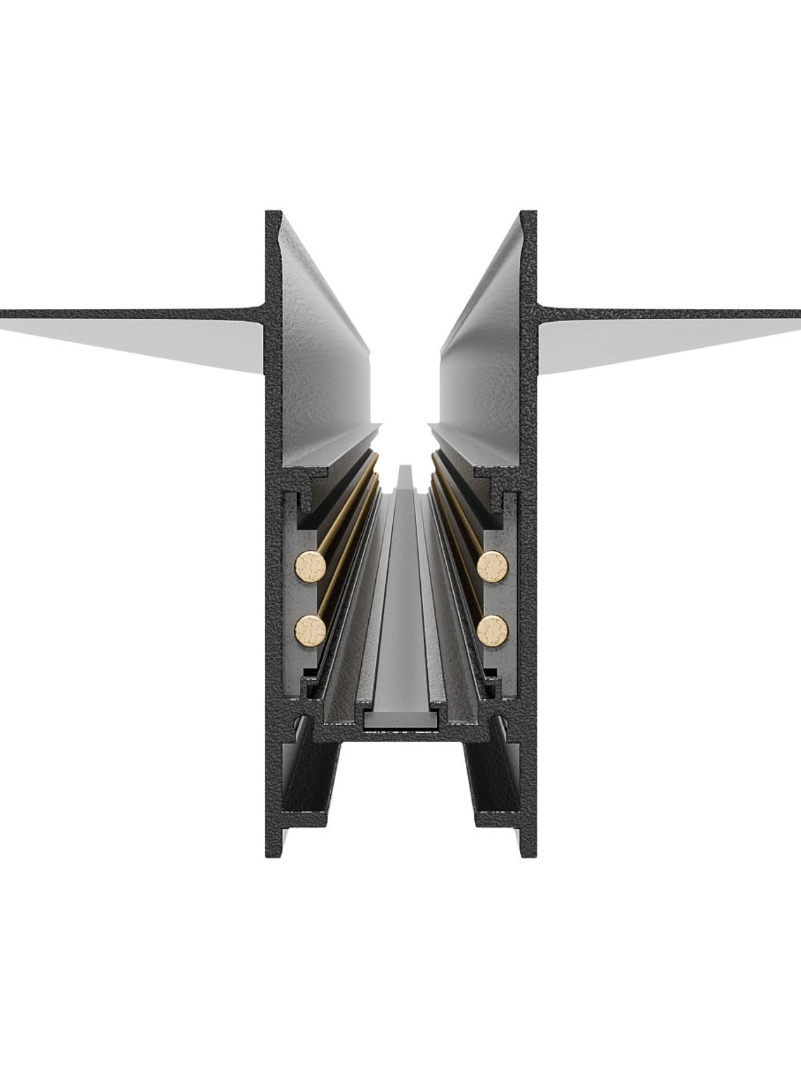 Riel Magnético Embutido 1 metro negro 48V  1