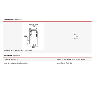 Riel Magnético Sobrepuesto 1 metro negro 48V  