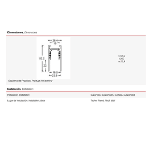 Riel Magnético sobrepuesto 2 metros negro 48V 