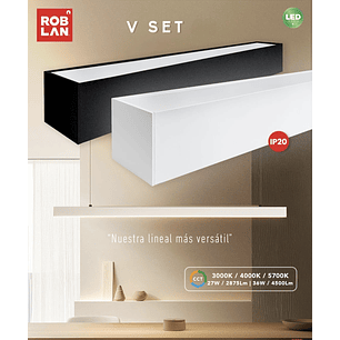 Luminaria Lineal LED VSET Difusor Prismático 27W CCT Blanco Regulable