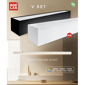 Luminaria Lineal LED VSET Difusor Prismático 23W CCT Negro Regulable