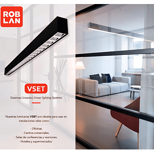 Luminaria Lineal LED VSET Reflector UGR<19 23W CCT Carcasa Negra Regulable