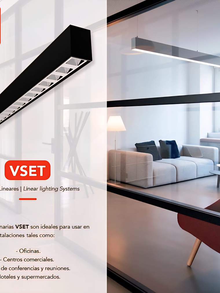 Luminaria Lineal LED VSET Reflector UGR<19 30W CCT Carcasa Negra Regulable 2