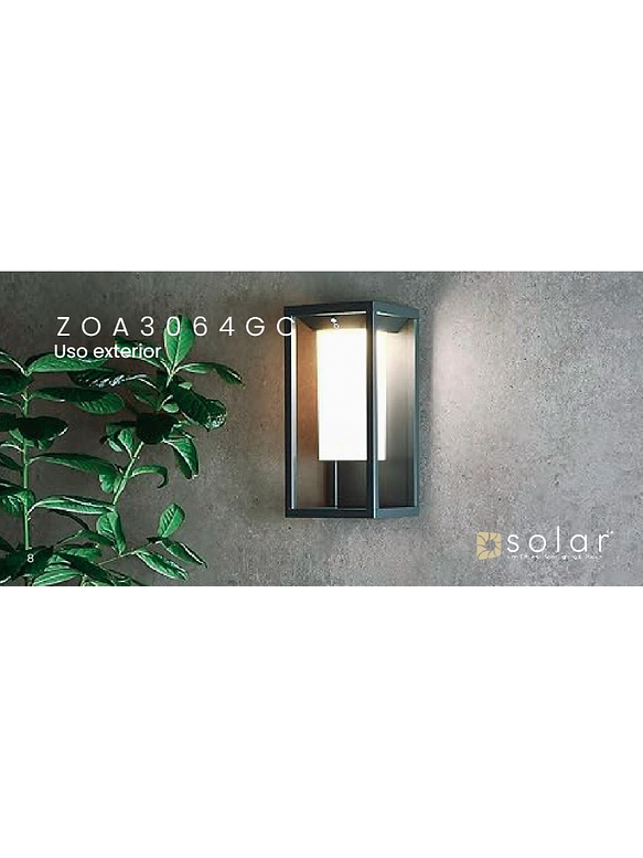 Aplique Solar Roblan Alba LED 2,2W 3000K IP54 Gris Oscuro 3