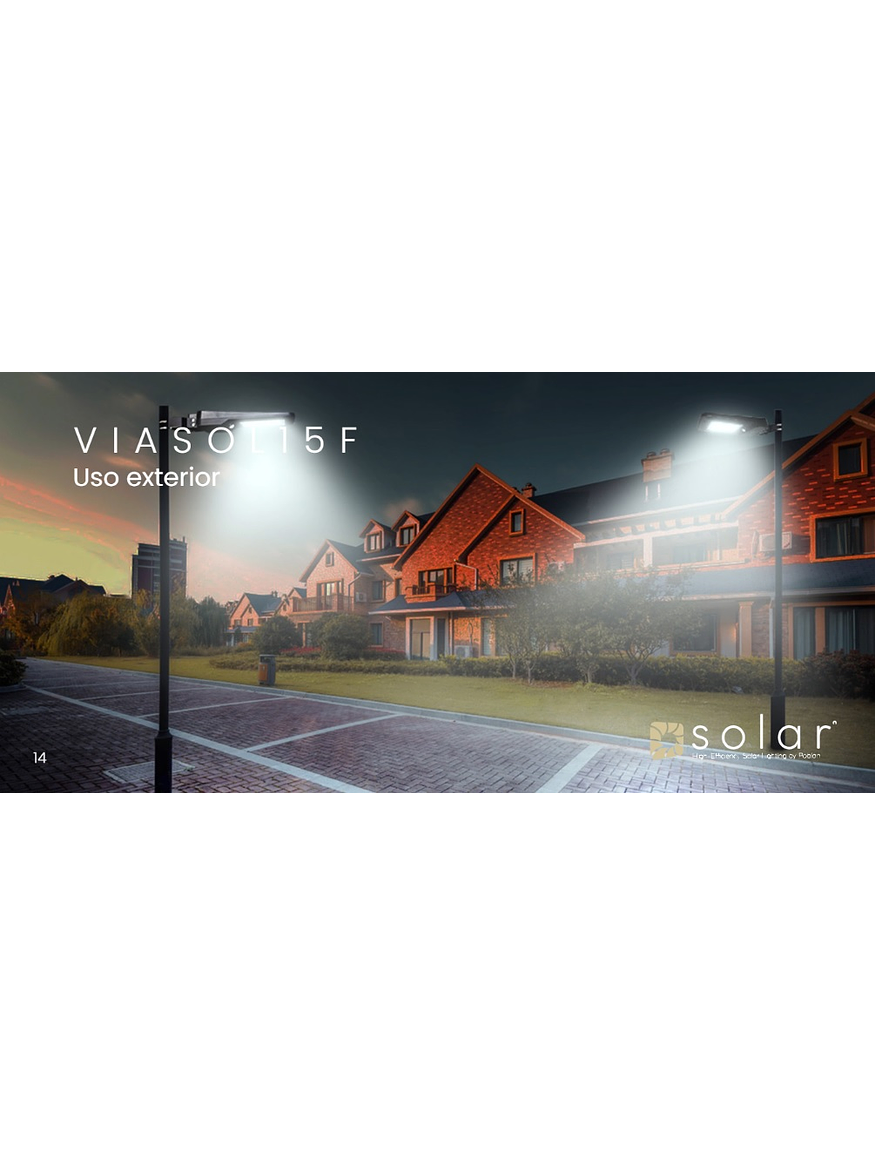 Luminaria Vial Solar Roblan 15W Luz Neutra con Sensor IP65 3