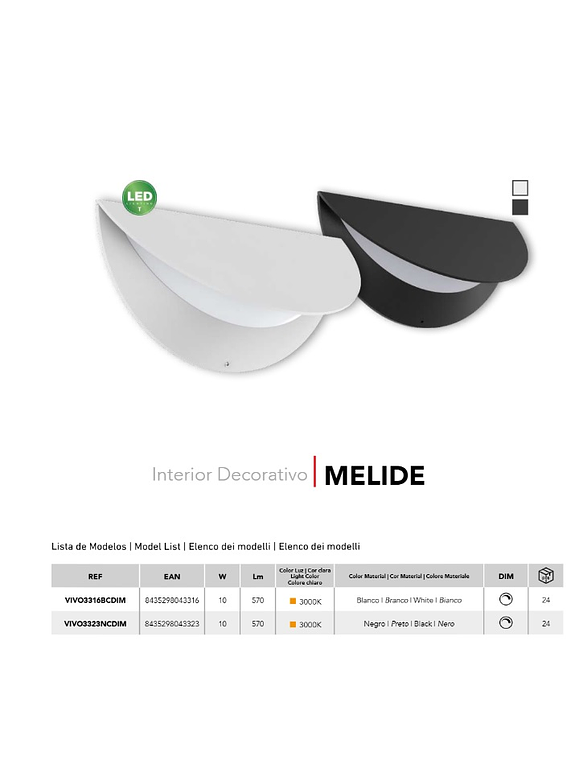 Aplique LED Roblan Melide 10W 3000K Dimmable Negro  3