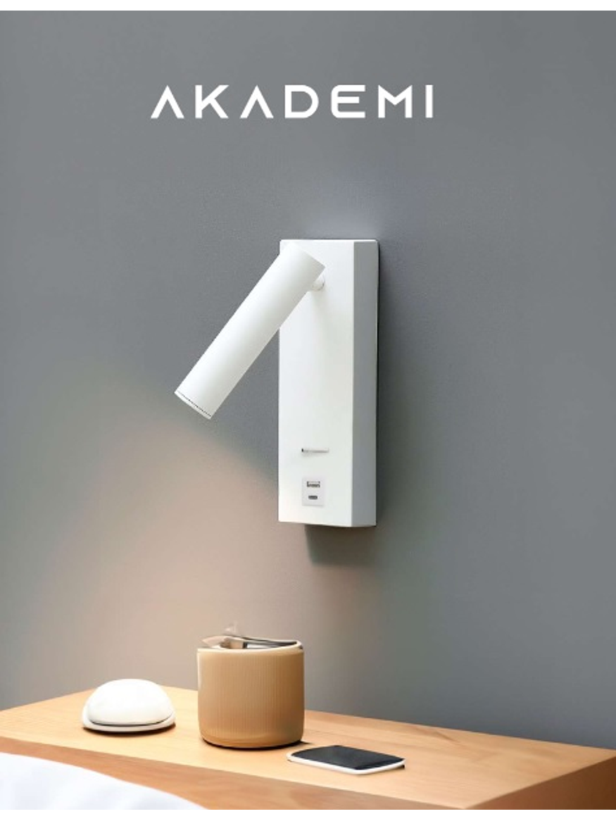 Aplique LED Lectura Roblan AKADEMI 3W 3000K c/Interruptor + USB A/C Blanco 3