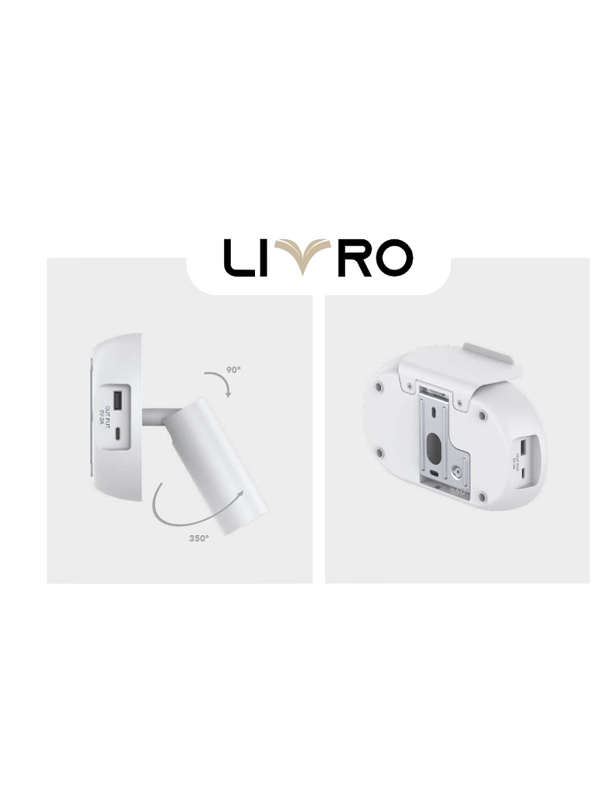 Aplique LED Lectura Roblan MAGZ 3W Luz Cálida USB Blanco  4