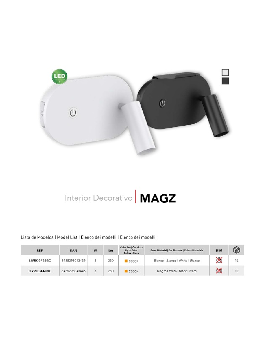 Aplique LED Lectura Roblan MAGZ 3W Luz Cálida USB Blanco  5