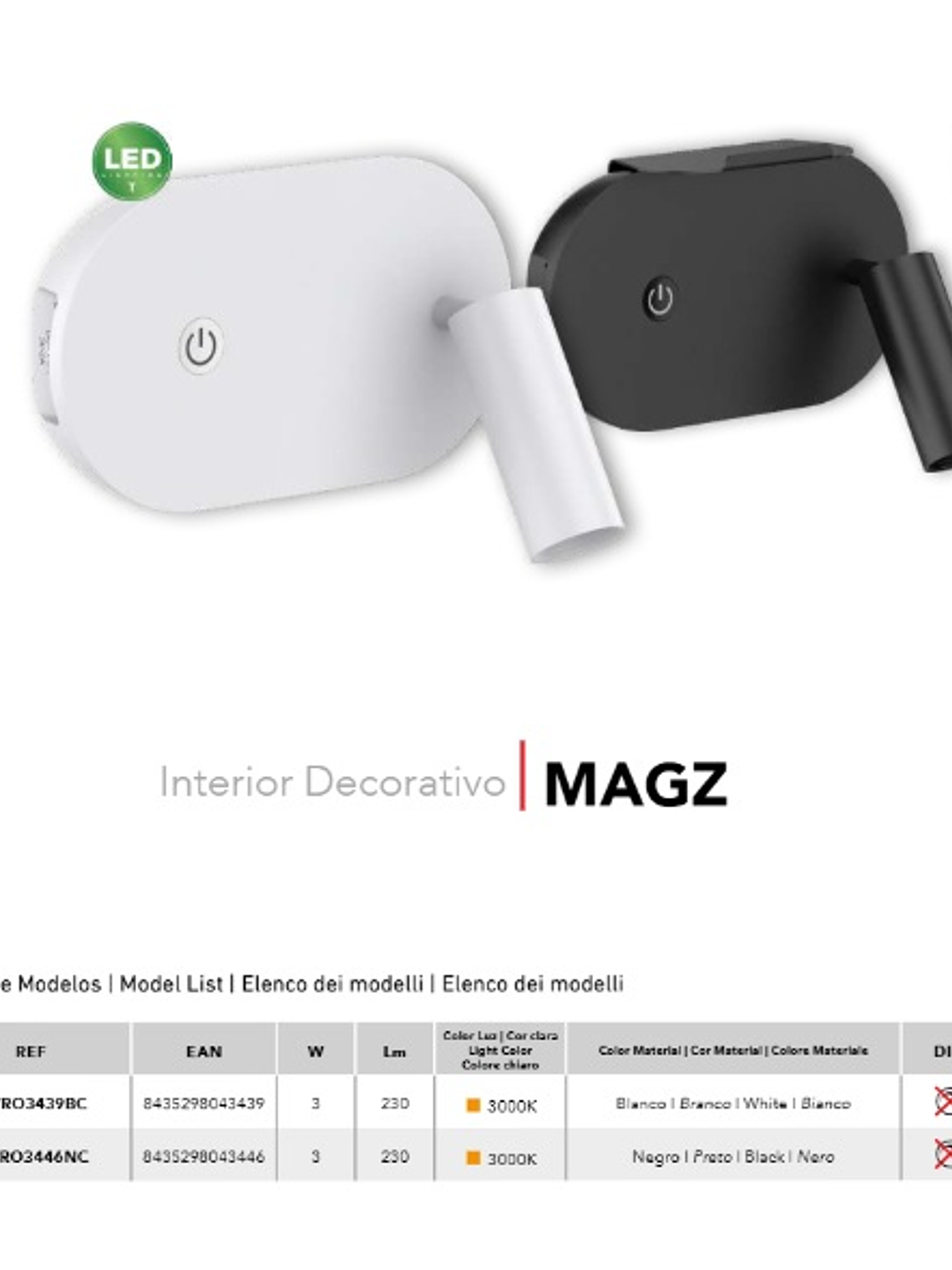 Aplique LED Lectura MAGZ 3W 3000K USB Negro Orientable  2