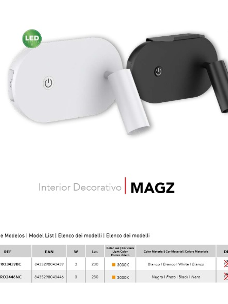 Aplique LED Lectura MAGZ 3W 3000K USB Negro Orientable  2