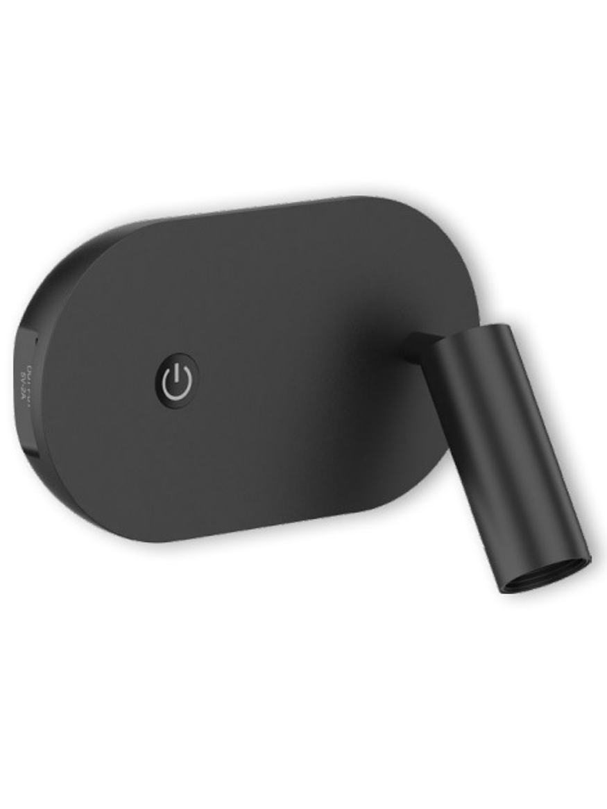 Aplique LED Lectura Roblan MAGZ 3W luz Cálidas USB Negro  1