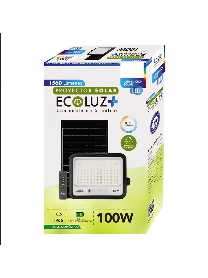 Proyector solar LED Ecoluz 100W 7CCT IP66 luz regulable 5